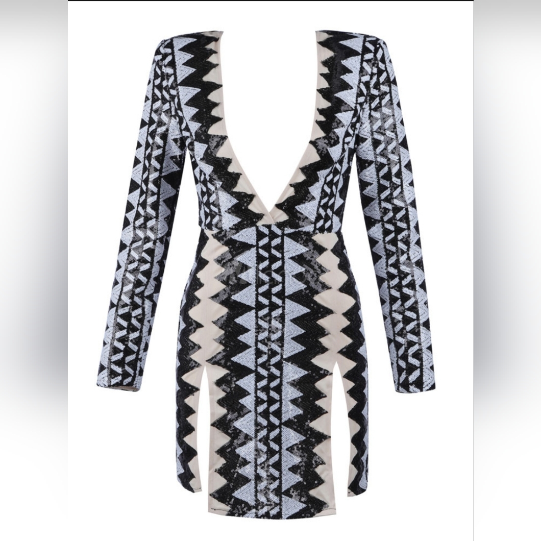 Sequin Split Mini Dress
